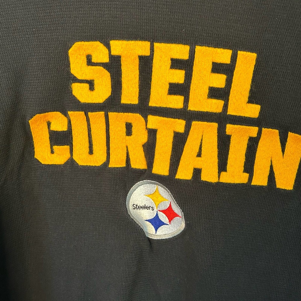 NFL Team Apparel Pittsburg Steelers Black Waffle Long Sleeve Shirt Size Med - Picture 2 of 7